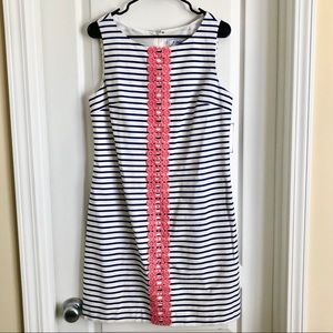 NWT J Howard White Navy Stripe Shift Dress - Sz 10